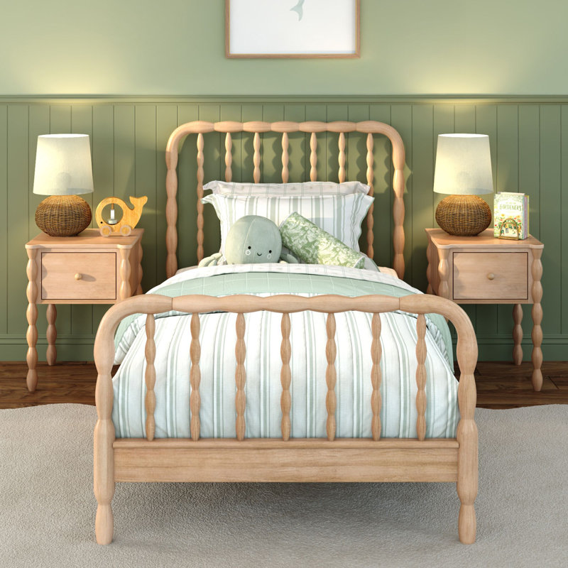 Jenny Lind Spindle Twin Solid Wood Bed, Beige, Twin