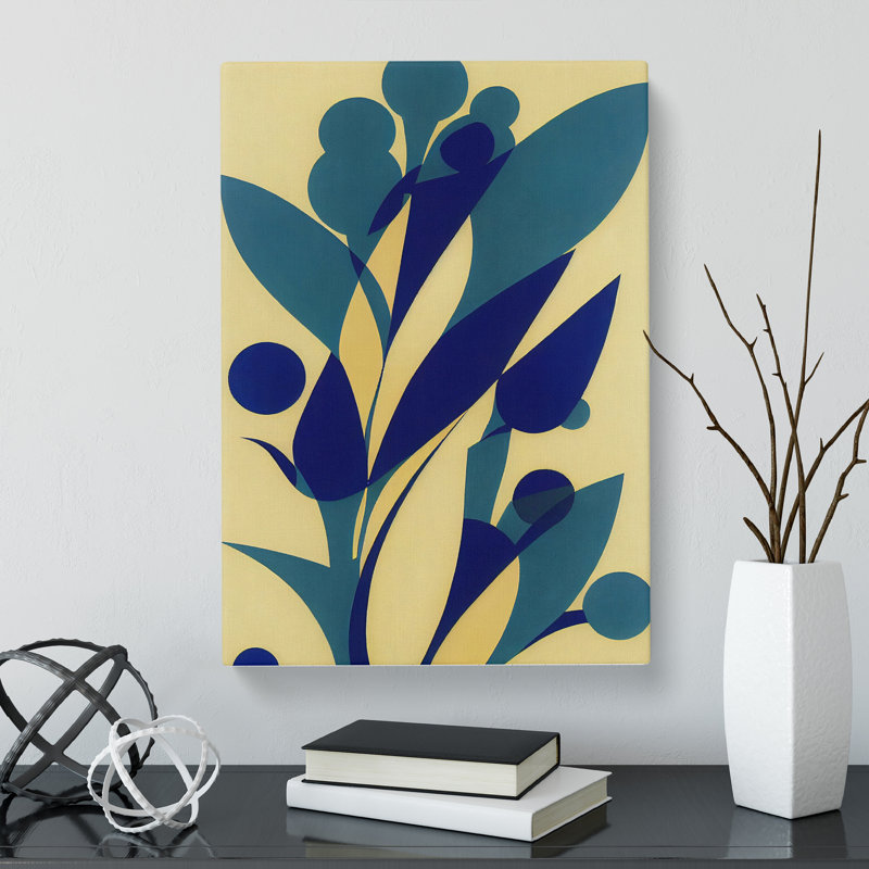 CAN-V0523-270X Bluebell Flower Suprematism 1 Piece Wrapped Canvas Wall Art, 50cm H x 35cm W