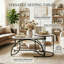 Oval & Round Nesting Coffee Tables (80+52Cm), High-Low Marble Effect Duo With 4-Tier Storage-334436570
