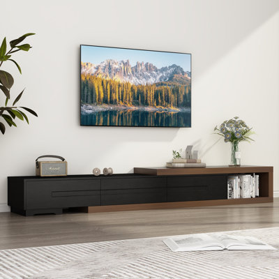 Extendable Tv Stand For Tvs Up To 120", Wood Reversible Entertainment Centre With 3 Large Drawers