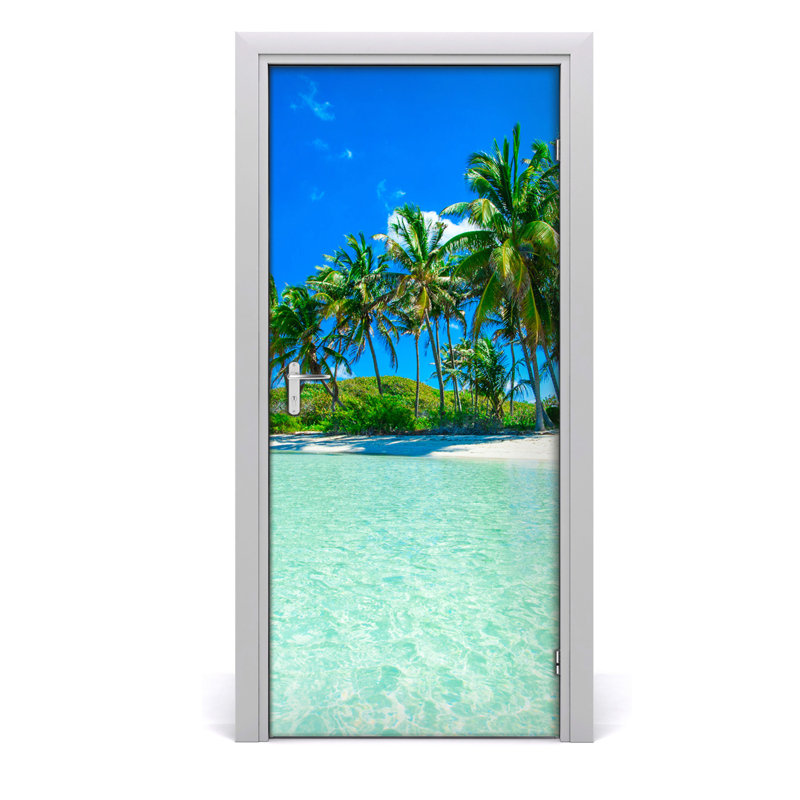 Tropical Beach Door Decal, 205cm H x 95cm W