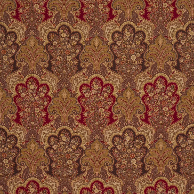 New Castle Paisley Fabric, Cranberry