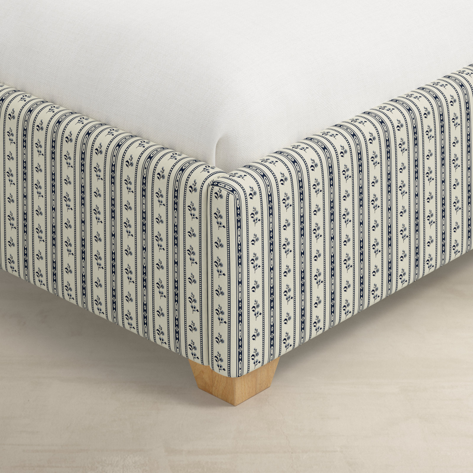 Upholstered Bed, Queen, Navy 