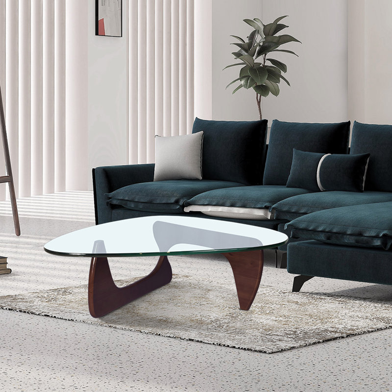 Carmila Glass Top Coffee Table, Dark Brown