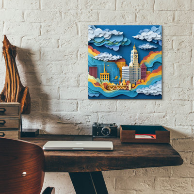 Epic Art 'Paper Cut Chicago 2' by Ann Klee Acrylic Glass Wall Art, 12" x 12"