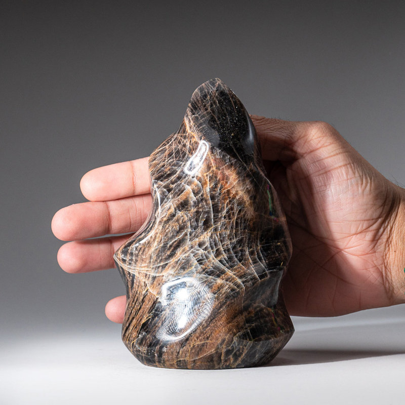 Genuine Polished Black Moonstone Flame Freeform (2.2 Lbs)