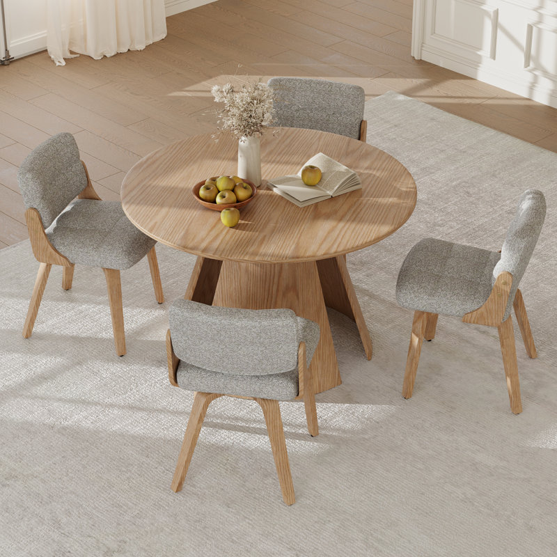Chaise rembourrée moderne avec structure en bois, Gris