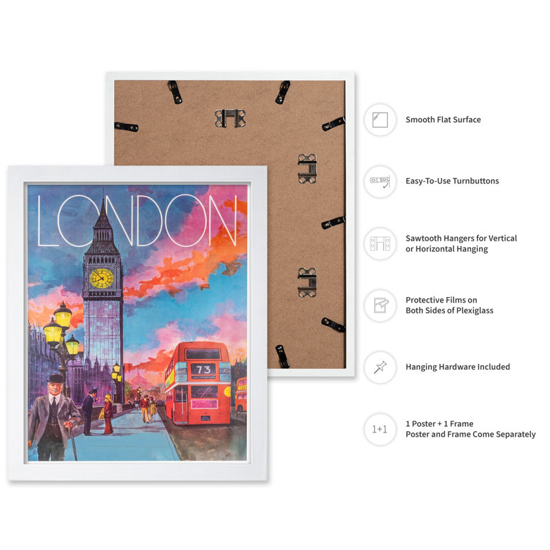 London City, H 24 po x l 32 po, Affiche, Encadrement blanc