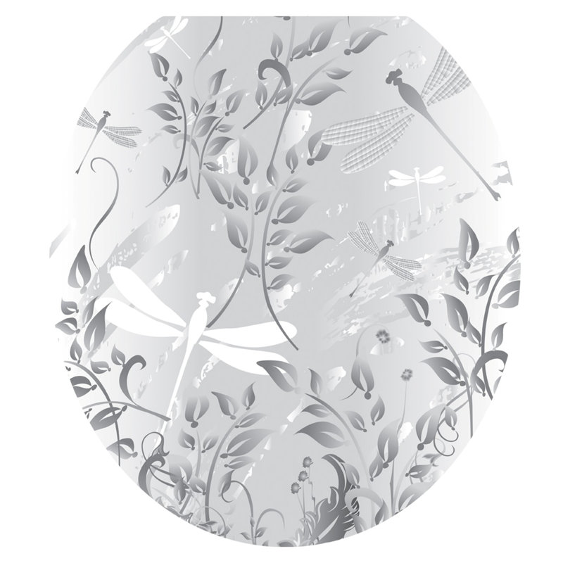 Adhésif décoratif pour siège de toilette Botanical Grey Fields, Rond
