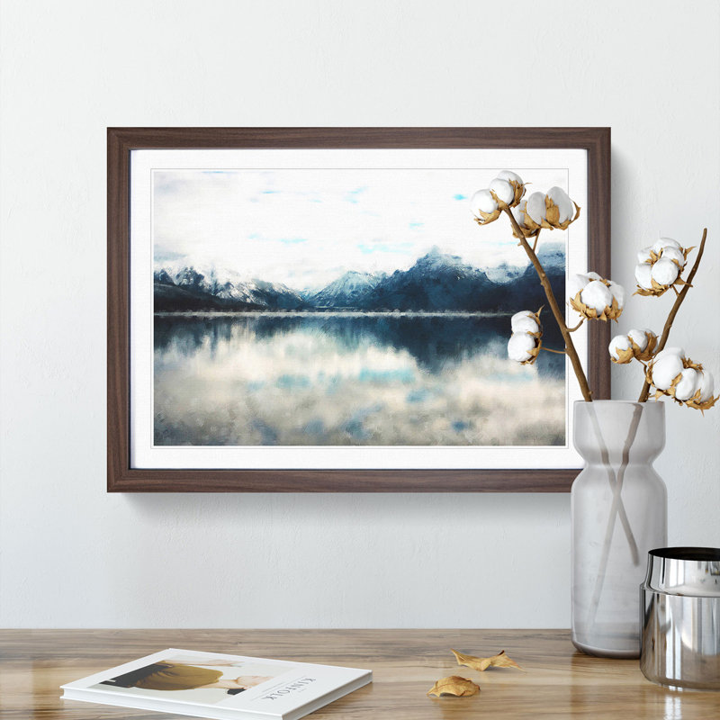 Lake Mcdonald Montana - Picture Frame Painting Print, Walnut Framed, 45cm H x 63cm W x 2cm D