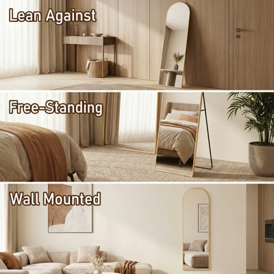 Miroirs muraux pleine longueur 71 po x 26 po en aluminium avec support