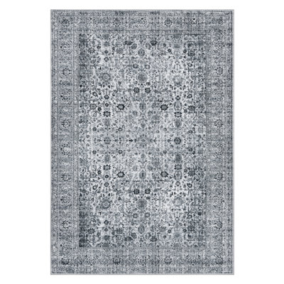 Vintage Brown Floral Area Rug WashableNon-SlipLow Pile Carpet for Living Room Bedroom Dining Room Kids Room EntrywayFarmhouse Home Decor