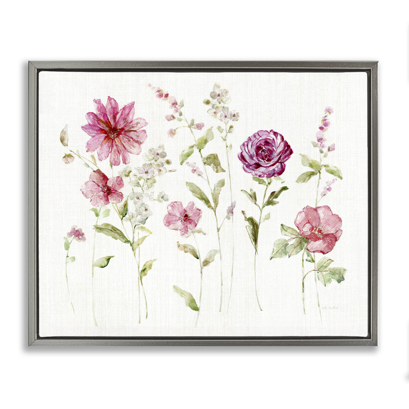  "Blooming Rose Sprig", art mural encadré par Sally Swatland, H 25 po x l 31 po, Cadre flottant gris lustré
