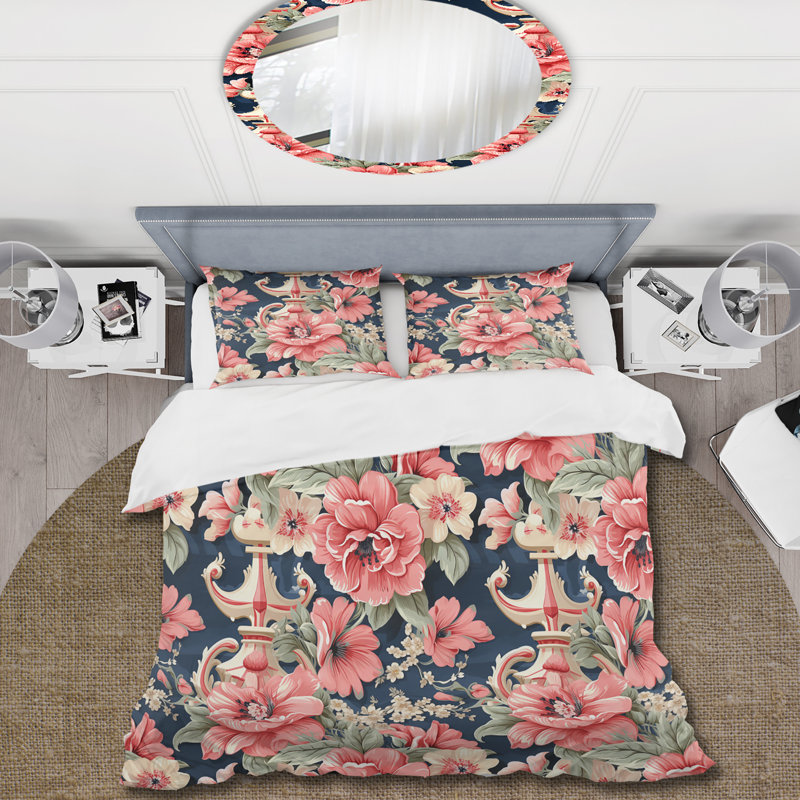Ensemble de housse de couette Damask maritime, Housse de couette pour très grand lit et 2 très