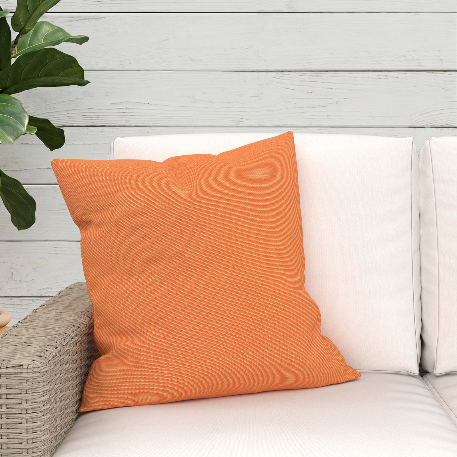 Indoor/Outdoor Throw Pillow, Square 20", Canvas Tangerine Sunbrella® Canvas