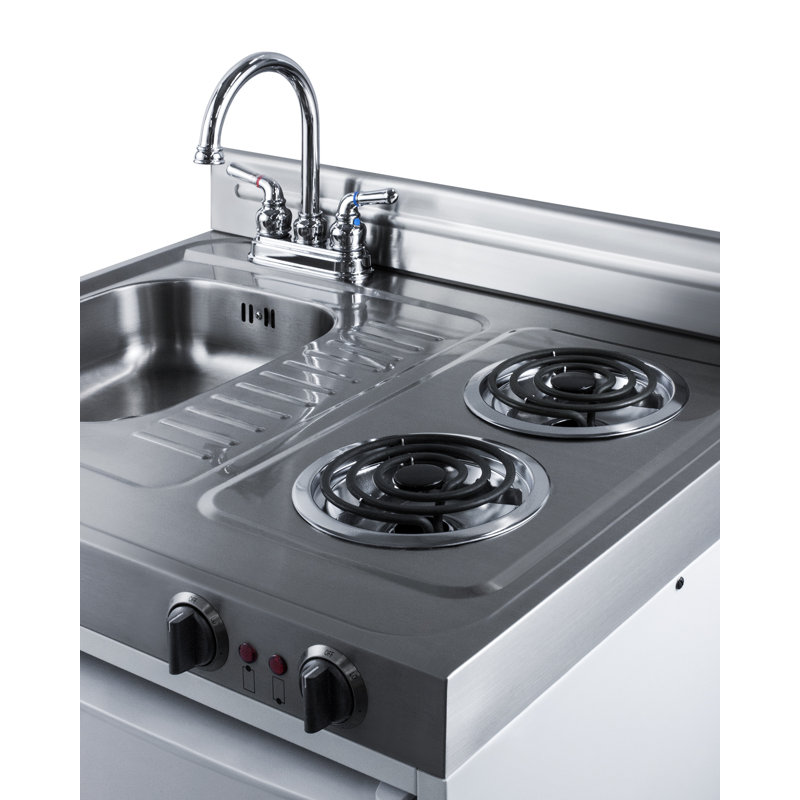 30'' Wide White Stainless Steel All-In-One Kitchenette