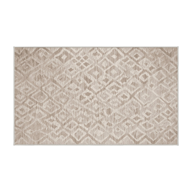 Machine Washable Beige Area Rug, Rectangle 2' x 3'