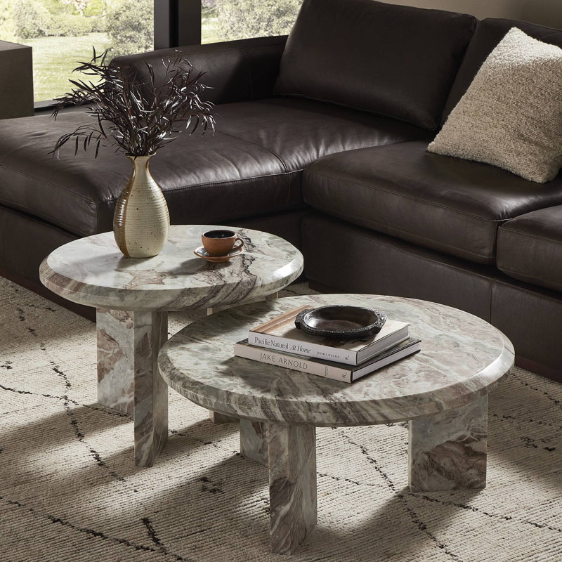 Dakota Nesting Coffee Table, Creamy Taupe Marble Solid