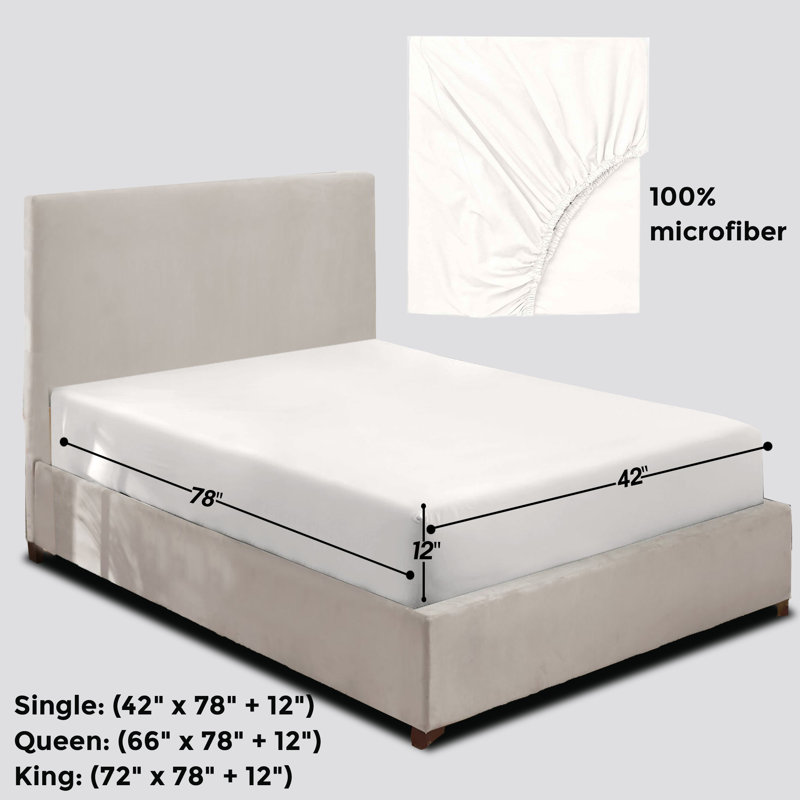 Javiyon Flannel Brushed Fitted Sheet, White, Double
