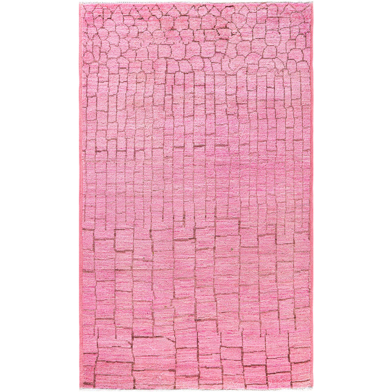 Overdyed Hand-Knotted Wool Modern-Contemporary Pink Area Rug 4' 9" x 7' 10"