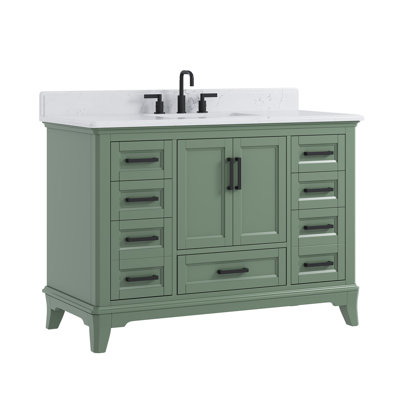 Meuble-lavabo sur pied simple 48 po avec comptoir en quartz Rawsonville