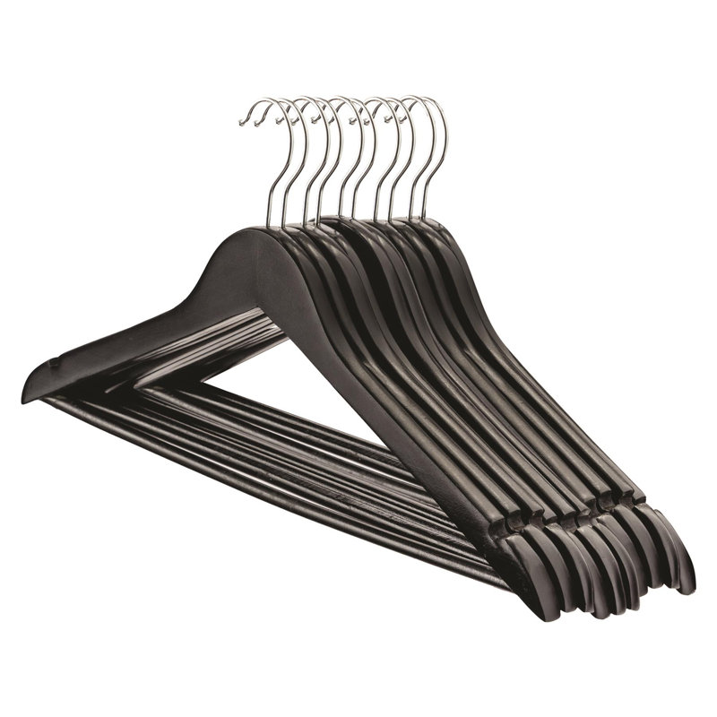 Harbour Housewares - Strong Wooden Clothes Hangers, Black