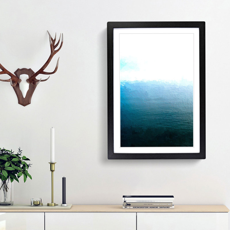 A Calm Sea In Abstract - Single Picture Frame Painting, Black Framed, 33cm H x 24cm W x 2cm D