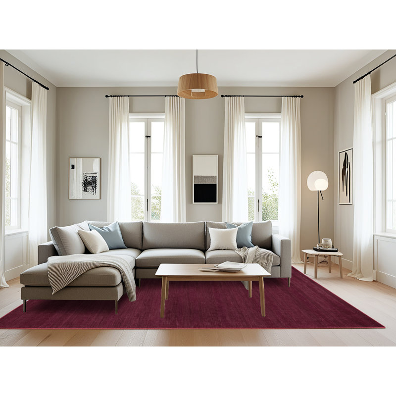 Tapis rouge uni lavable à la machine, Rectangle 6 pi x 9 pi