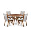 L'ensemble de cuisine 7 pièces se compose d'une table de salle à manger à piédestal et de 6 chaises rembourrées en tissu de lin gris avec dossier haut - finition noyer antique-1466534338-1452677247