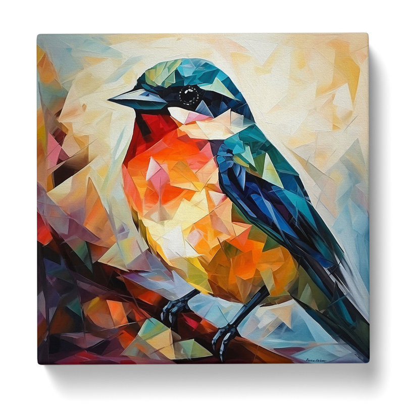 Bird Cubism No.3 - No Frame Print, 50cm H x 50cm W x 3cm D