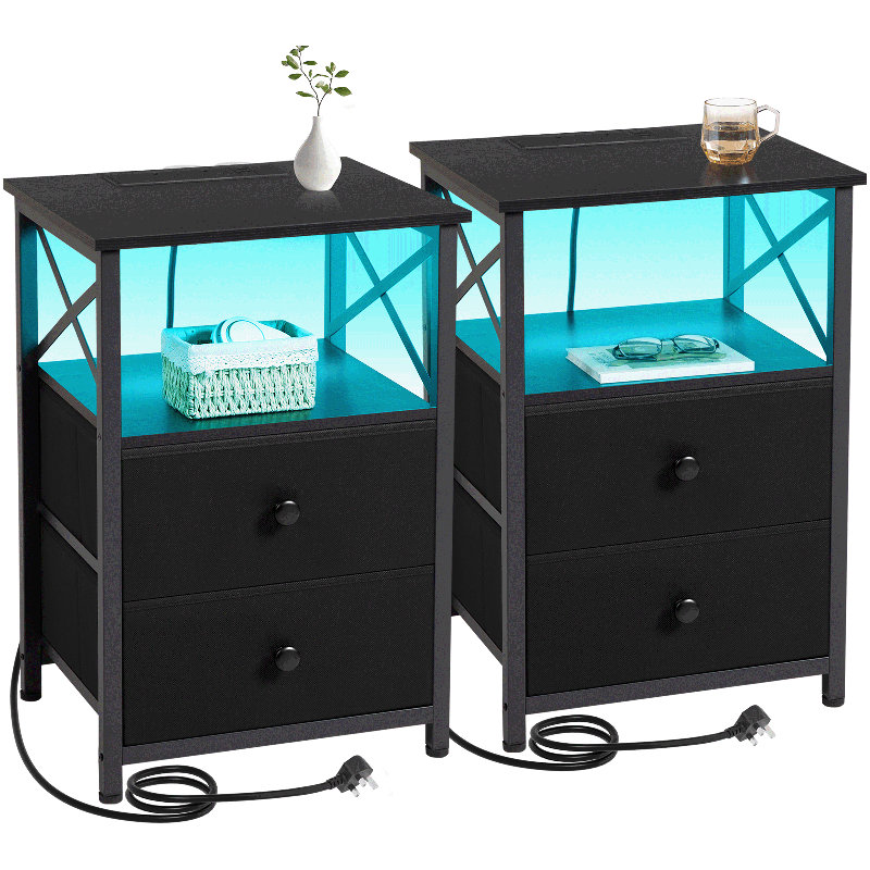 40 cm W Bedside Table, Black