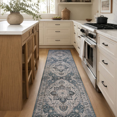 Tapis bleu marine antidérapant rétro