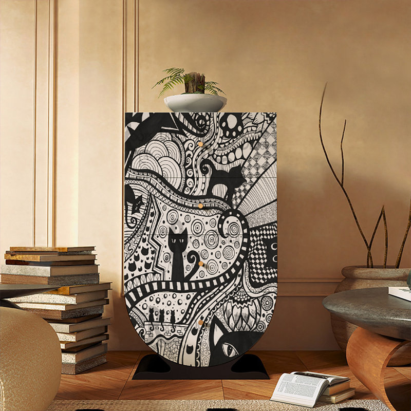 Armoire décorative de style abstrait français, Noir, noir, noir, noir