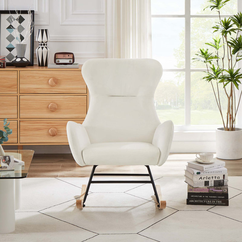 Chaise berçante pour chambre de bébé, chambre à coucher, salon, bureau, Blanc, crème