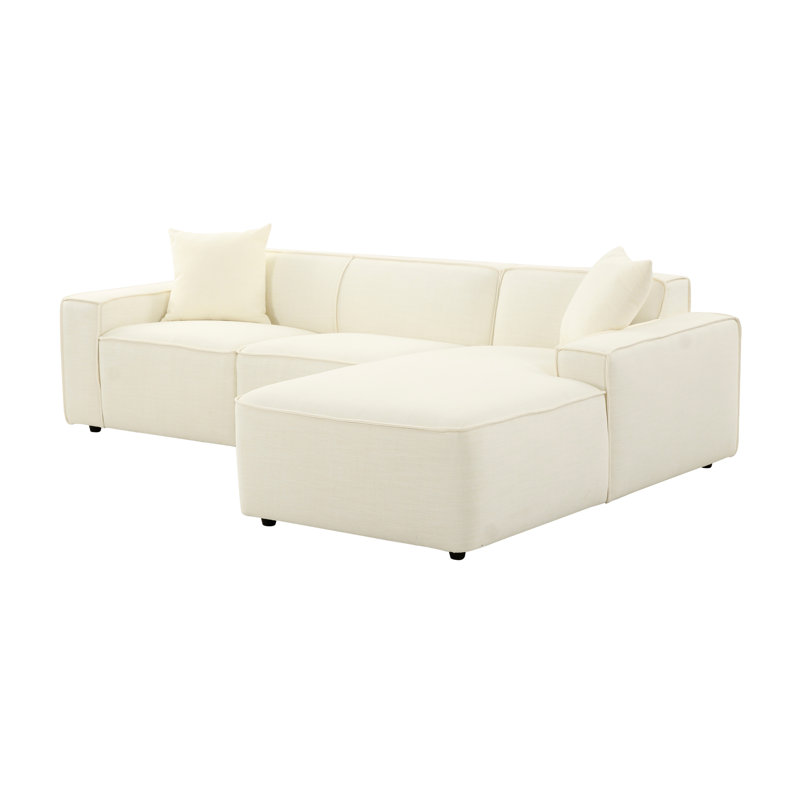 Olafur Sectional, Right Hand Facing, Cream Velvet
