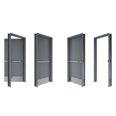 Flush Doors Series 36"x 80" Right-Handed Stainless Steel Finish, Metal Commercial 18G Door Kit w/ Fixed 5-3/4" 16G Frame & Hardware