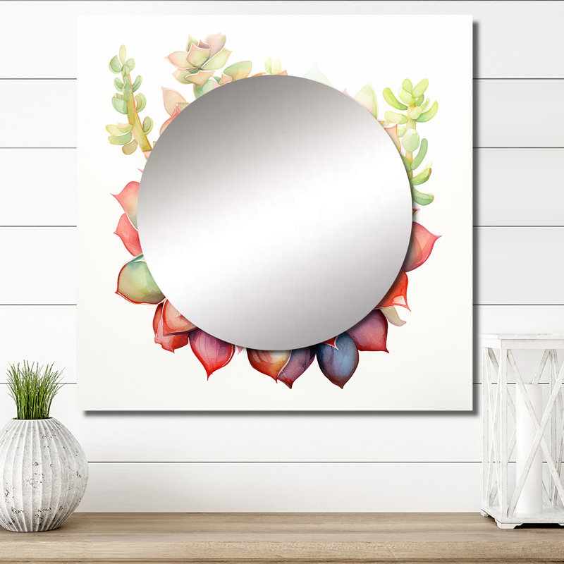 Paska - Succulent miroir mural pour salle de bain, 23 po x 23 po
