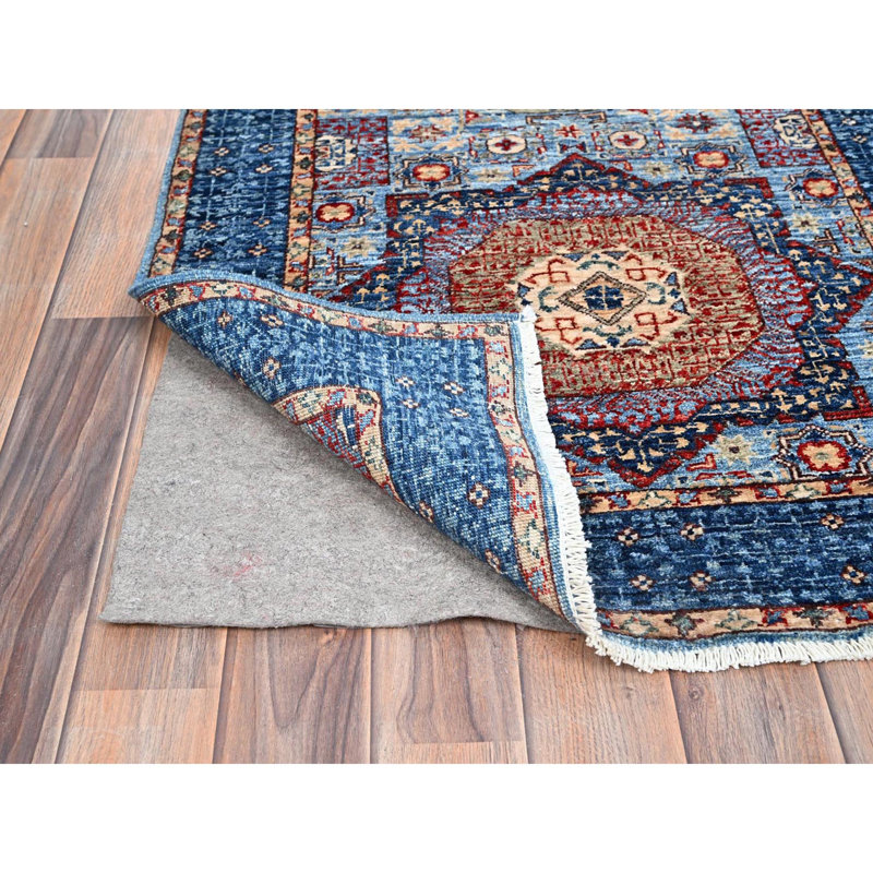 Tapis de couloir oriental bleu en laine noué à la main 2 pi 8 po x 15 pi 4 po 156F0DE5C8494B1B8C78CD54C0A77E72