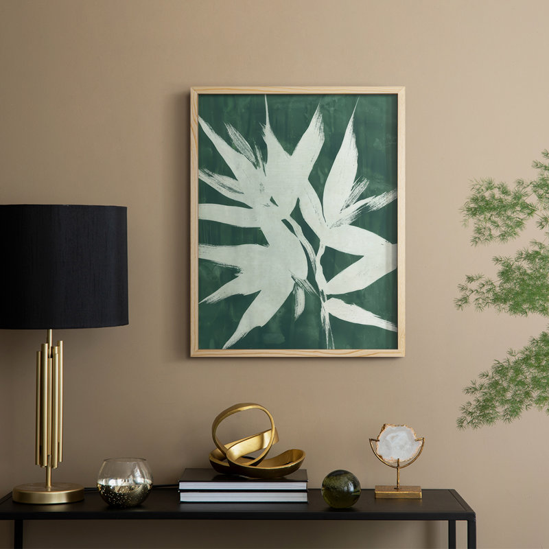 «Water Palm Fossil III», reproduction encadrée - bois massif, Naturel, H 15 po x l 12 po