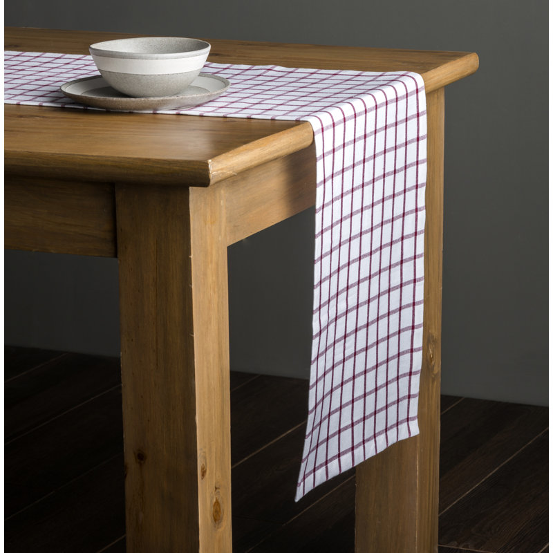 Checkered 100% Cotton Table Runner, Rhododendron