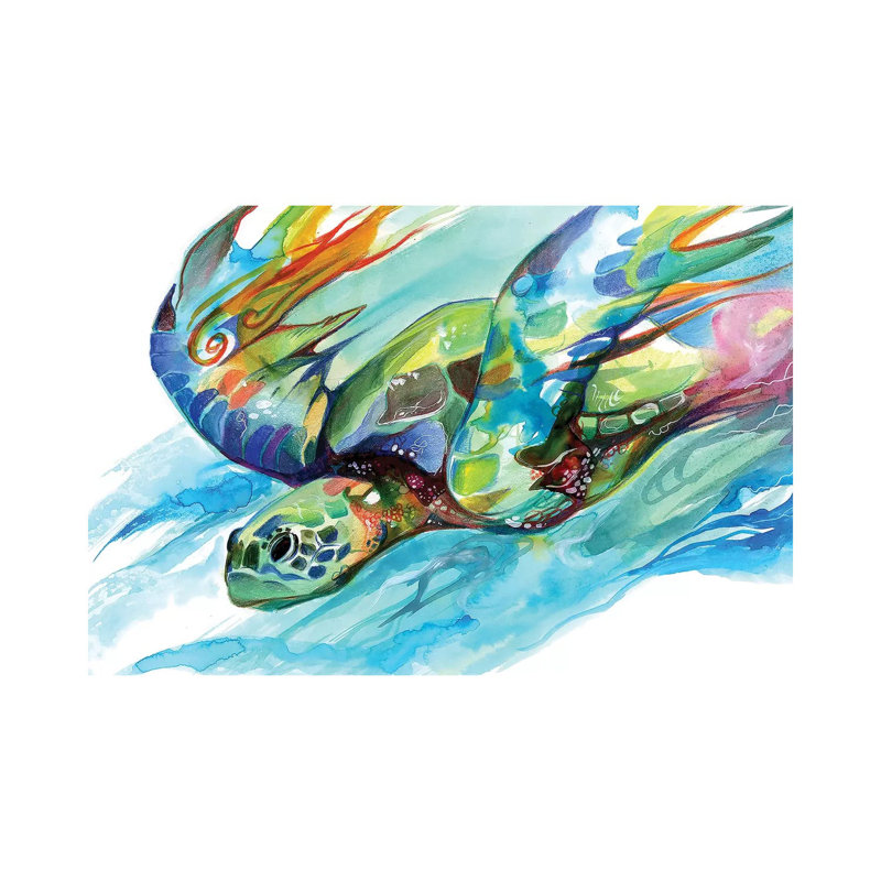 Tortue de mer par Katy Lipscomb - reproduction d'art, H 26 po x l 18 po x 1,5 po, Toile tendue, Aucun mat
