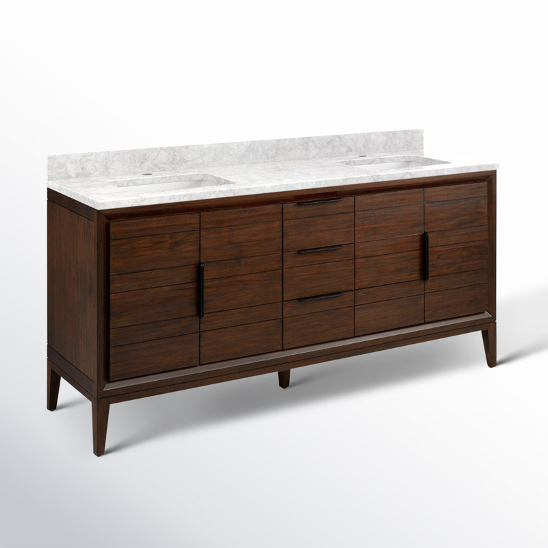 Aliso 72" Double Bathroom Vanity, Carrara Marble, Single-Hole Centered, Java