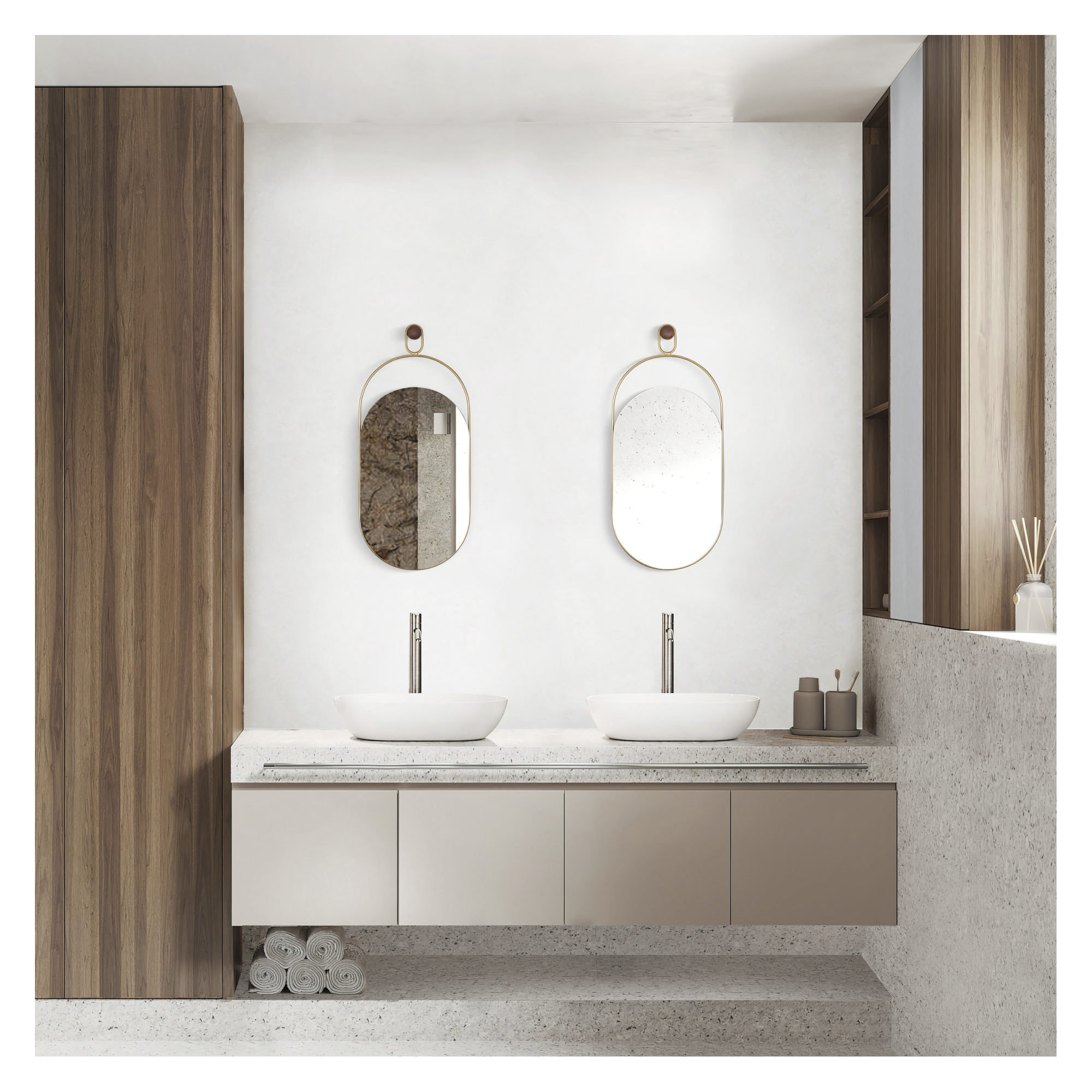 Espejo Eslabon Metal Wall Mirror, Gold