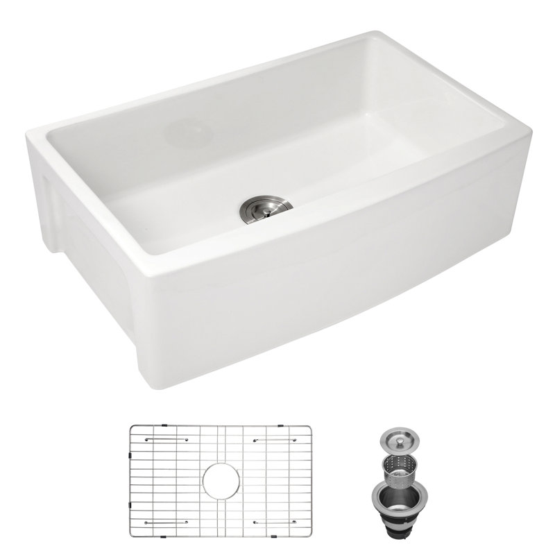 Lavabo à tablier en céramique 30 po - blanc, bord arqué, finition élégante choix blanc