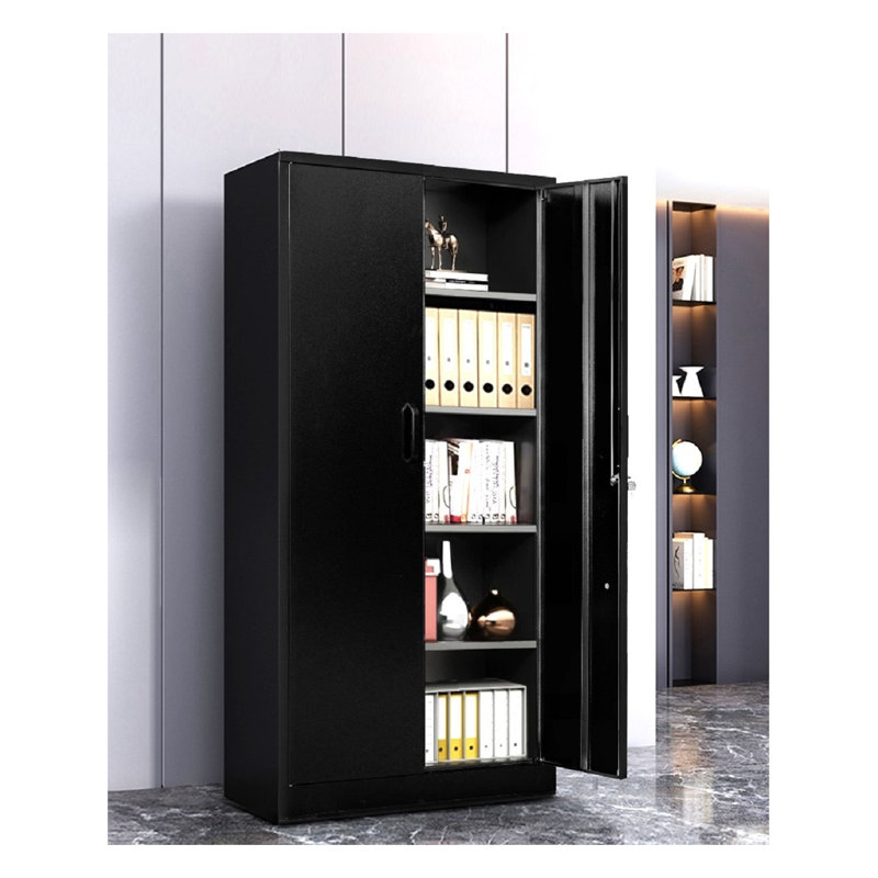 Armoire de rangement en métal robuste avec portes verrouillables - Armoire en acier 71 po avec 4 tablettes réglables pour l'organisation de garage, de bureau ou d'entrepôt, noir