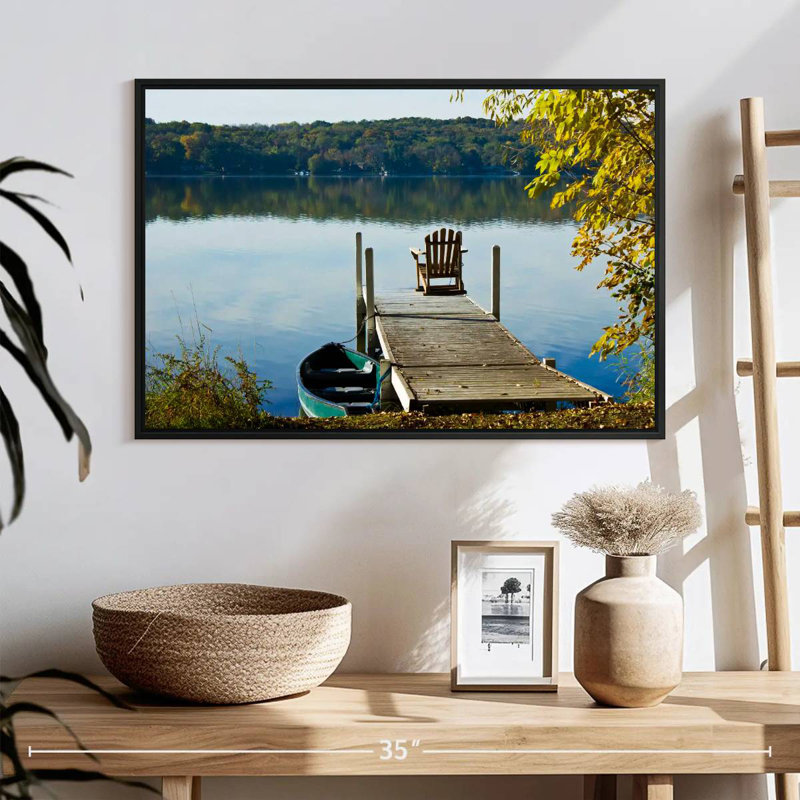 Lake Geneva Morning Calm, 25" X 17", Floating Frame Black