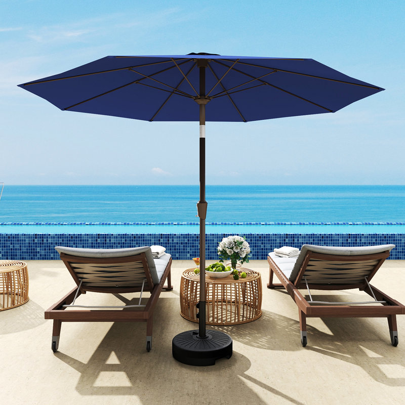 Parasol de patio 9 pi avec base, Marine