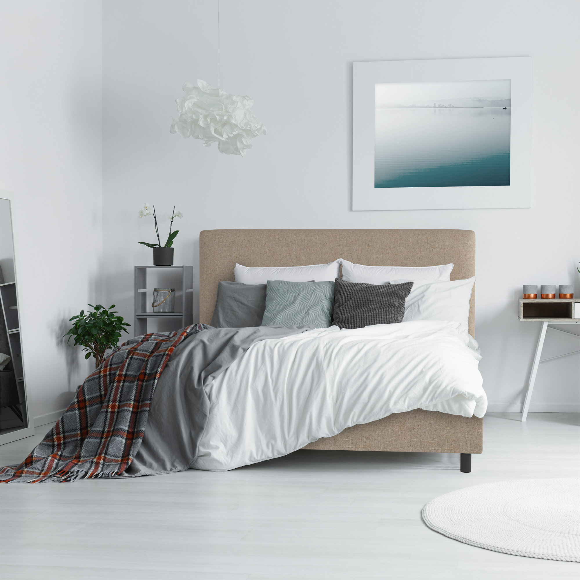 Pyburn Upholstered Bed, Twin, Classic Sandstone Linen