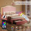 Chaille LED Bed Frames with Storage Drawer, Upholstered Platform Bed with Adjustable Headboard-105526763-112246699