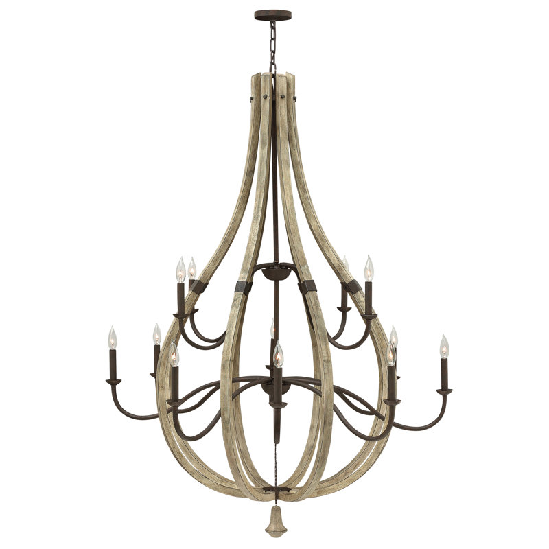 Middlefield 12-Light Iron Rust & Weathered Ash Crystal Chandelier